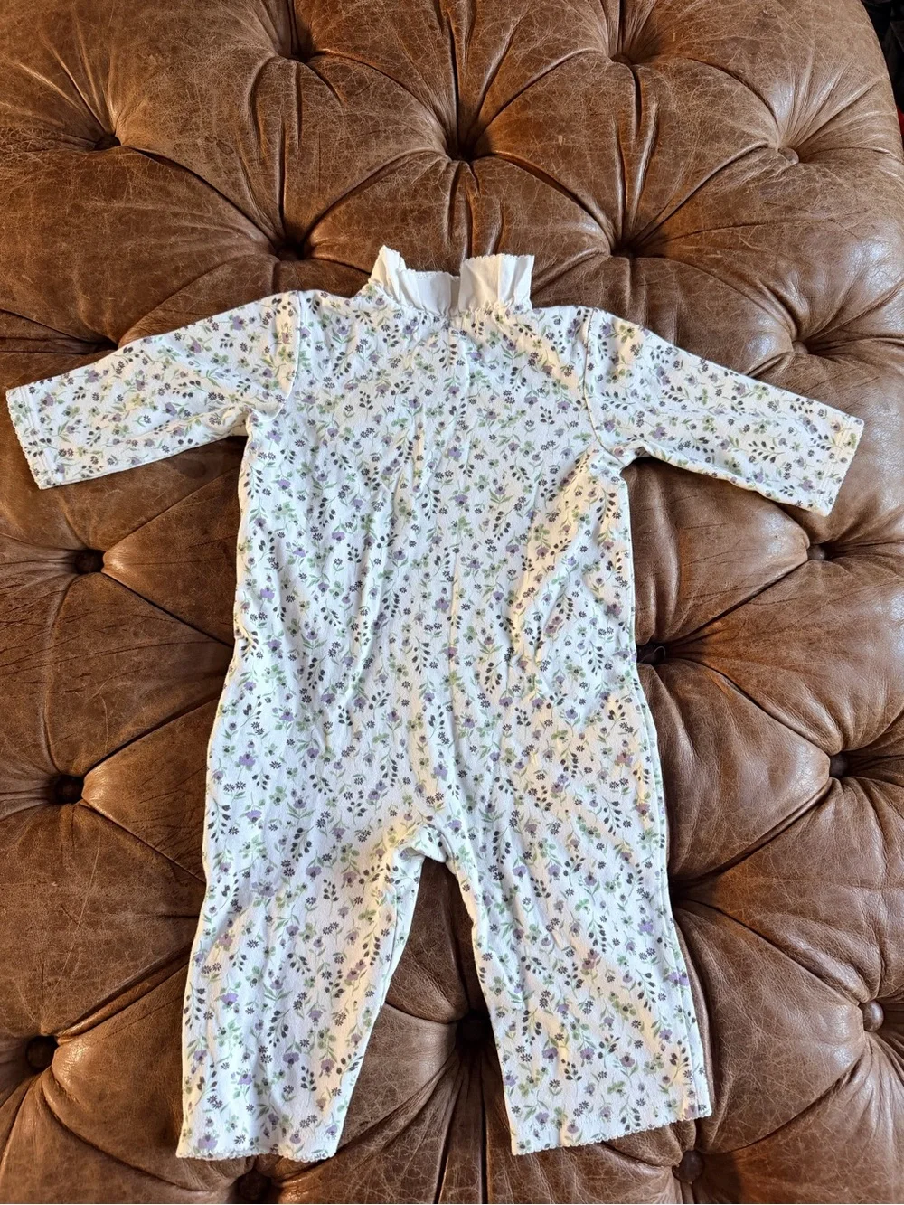 Janie and Jack Baby Girls 6-12 Months Floral One Piece Romper Cotton Ruffle